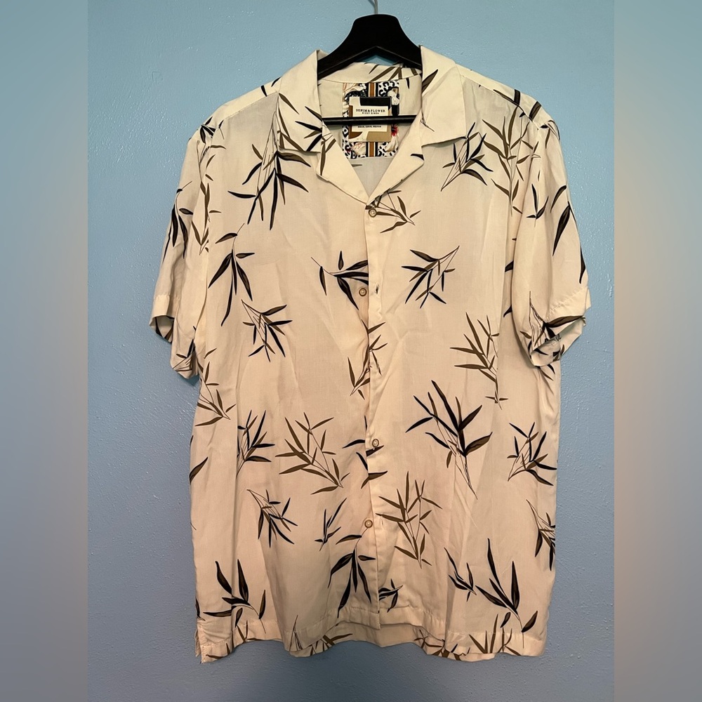 Denim & Flower Floral Button Down Short Sleeve Shirt Men's Size XL